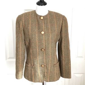 Ellen Tracy Linda allard tweed wool blend blazer jacket size 8
